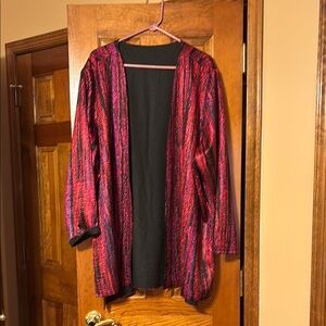 Elegant Red and Black Women's Jacket - Reversible